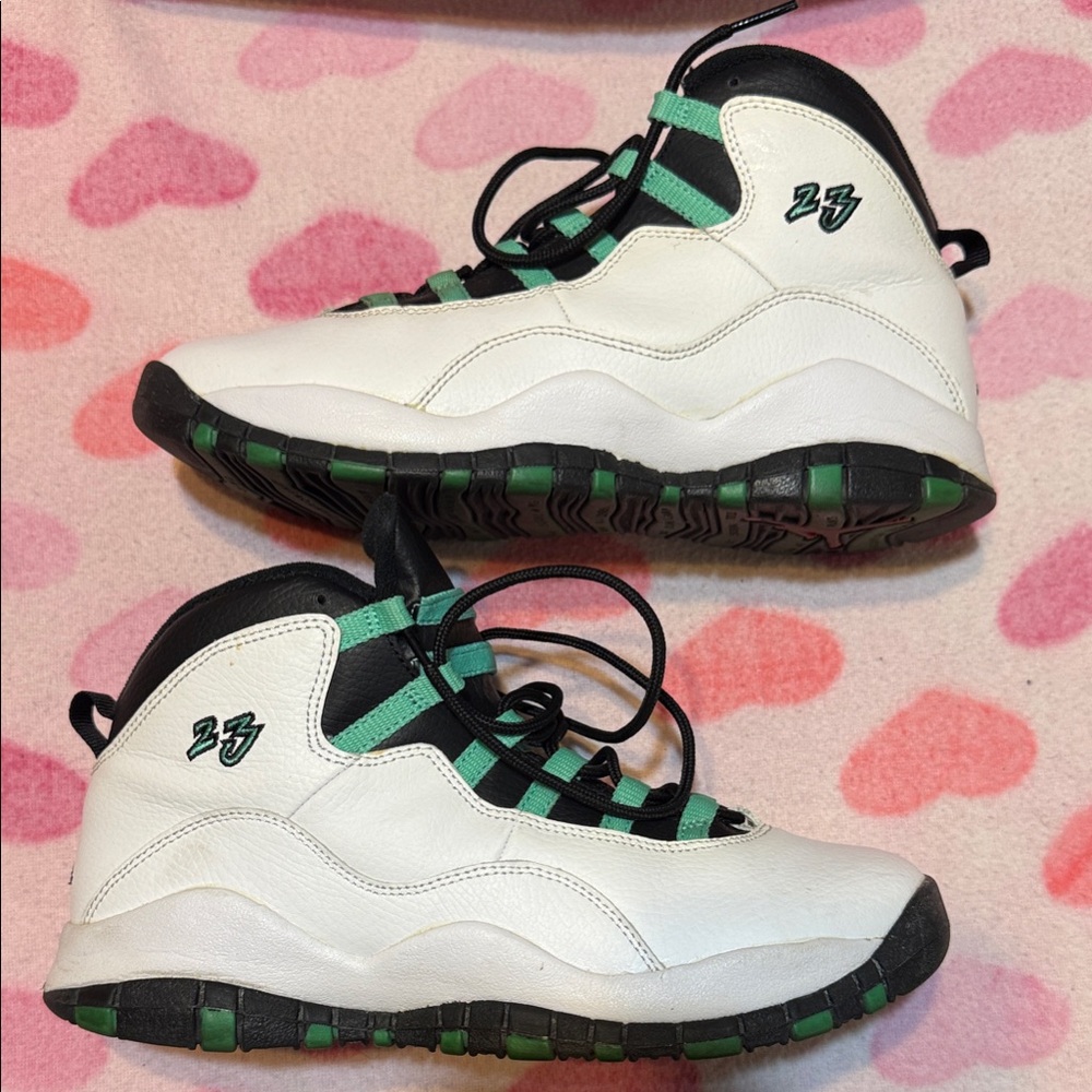 Jordan Kids White and Green Sneakers